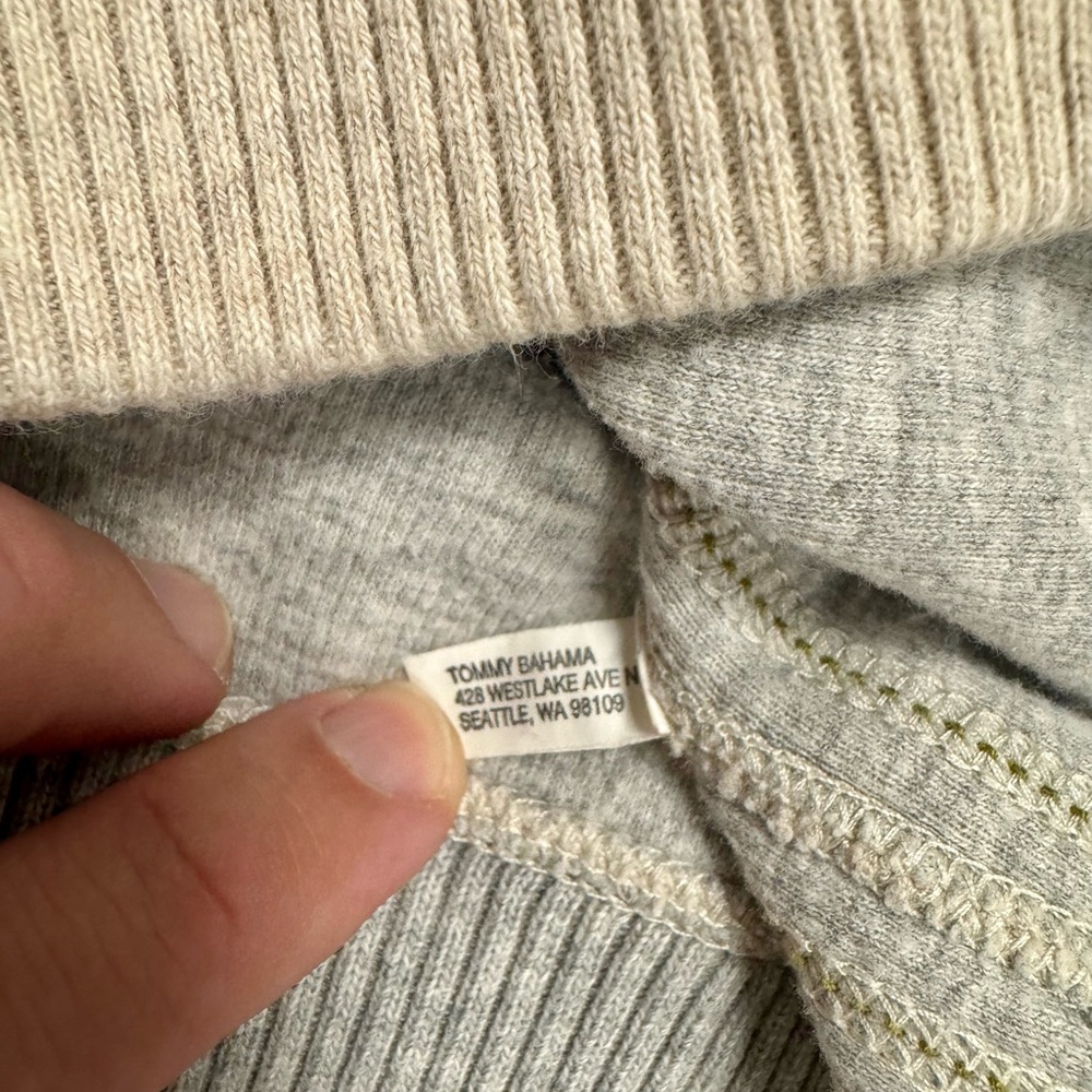 Tommy Bahama Quarter Zip Pullover Sweater Oatmeal Beige Men’s Large - Picture 3 of 7